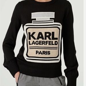 Karl Lagerfeld Black and Cream Logo Sweater
